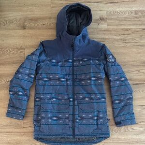 Burton Kids Navy & Gray Patterned Hooded DryRide Ski/snowboard Jacket